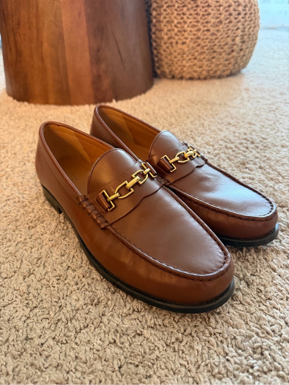 Men's Brown Faux Leather Bit Loafers